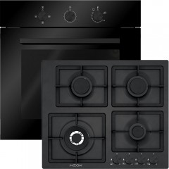 Neox F66 4 COG G K BG + FQ604VTGLNL GPL Φούρνος Υγραερίου άνω Πάγκου 64lt με Εστίες Υγραερίου Π59.8εκ. Μαύρος